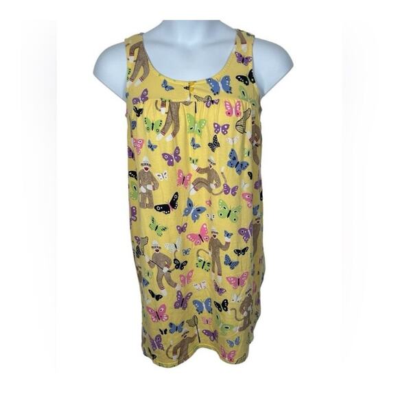 Nick & Nora Sock Monkey Butterfly Yellow Nightgown Sleep Shirt Size Small - Picture 8 of 9